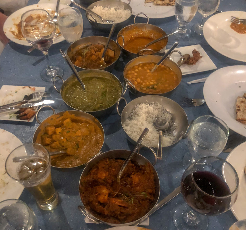 Left overs from an amazing Indian meal at Bombay 