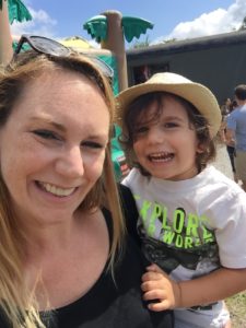 happy boy with mom