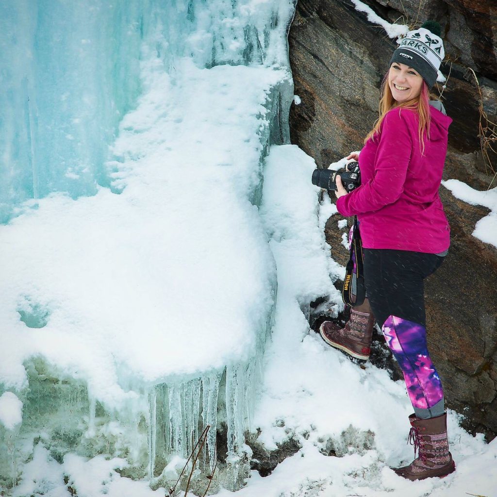 Winter camping in a yurt at Algonquin, hiking at waterfall #followKathryn #followKathrynAnywhere #travelblogger #familytravelblogger #Canadianfamilyblogger #CanadianMomblogger