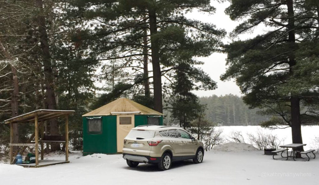 Yurt at Mew Lake campground in winter