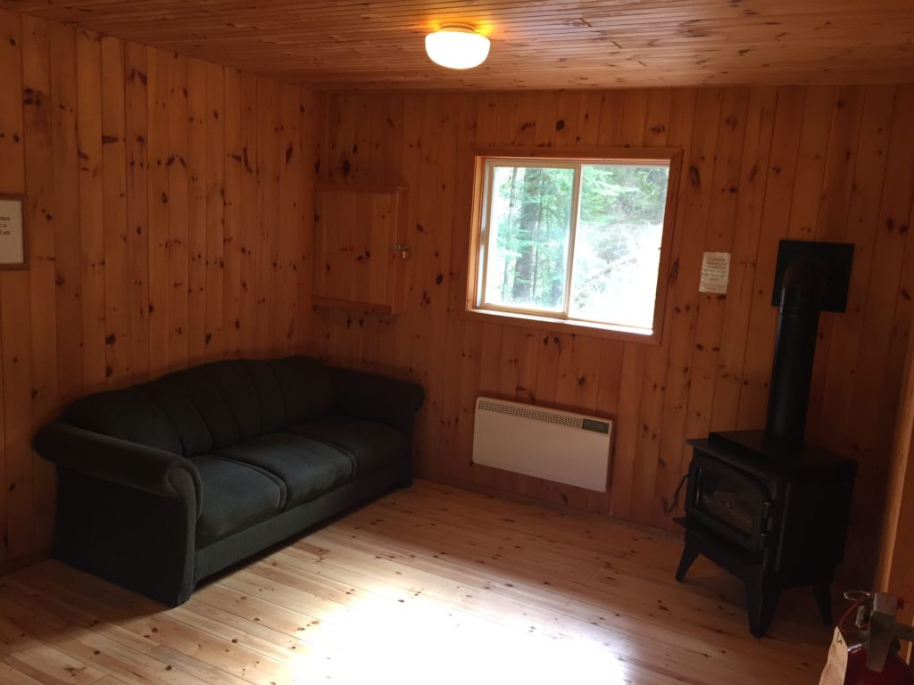 living room in cabin at bonnechere