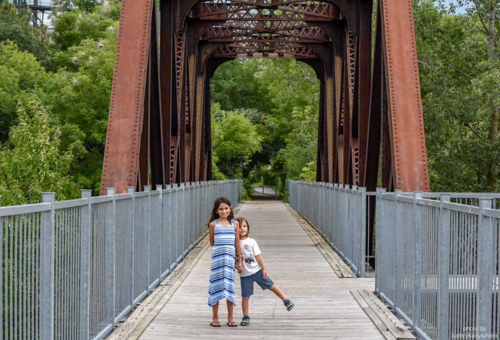 toronto kids on a bridge in waterford, norfolk county