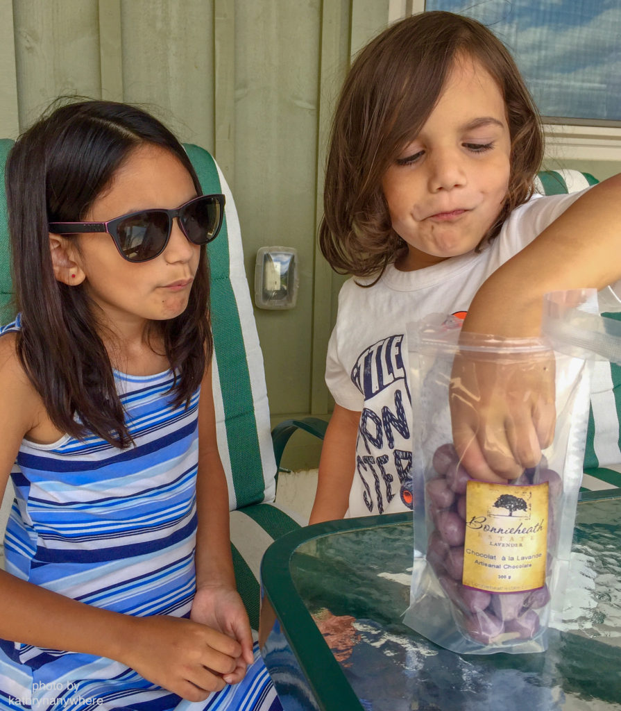 toronto kids enjoying time outside eating lavender infused chocolate