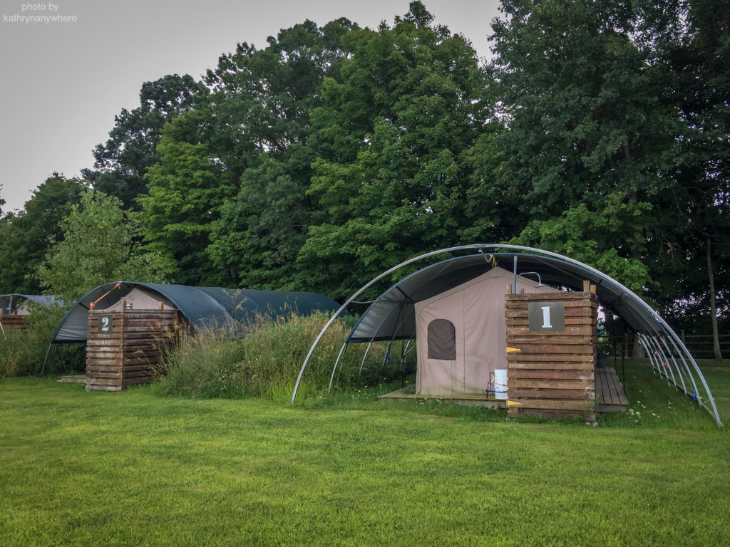Luxury Family Glamping Ontario, back of tents 1 and 2