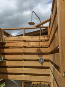 Luxury Family Glamping Ontario, outdoor shower