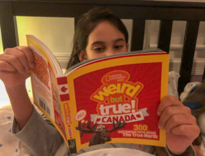 National Geographic Kids Weird But True! Canada, being read at bedtime #natgeokids #weirdbuttrue #weirdcanada #canadafacts #keepitwerid
