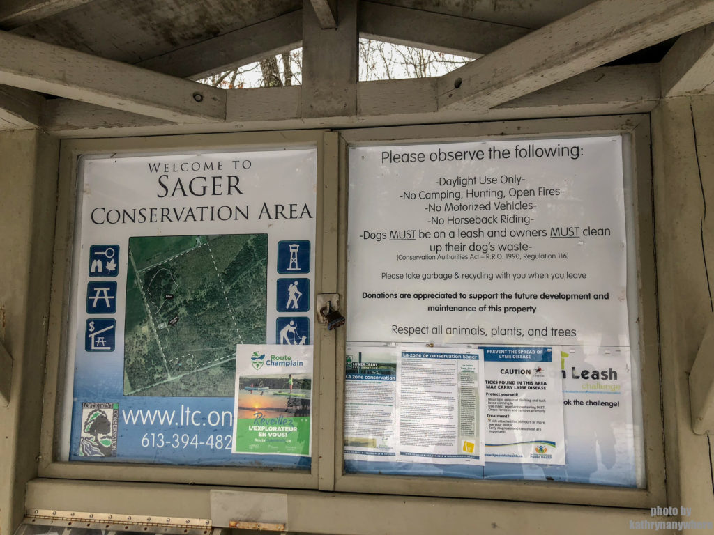 Sager Conservation Area Trail sign #sagerconservationarea #womenwhohike #wanderlust #getoutstayout #letsgosomewhere #exploretocreate #adventurelife #theoutbound #thosewhostray #traveldeeper #sheisnotlost #neverstopexploring #exploreclub #conservationarea #sagerconservation #yourstodiscover #discoverON