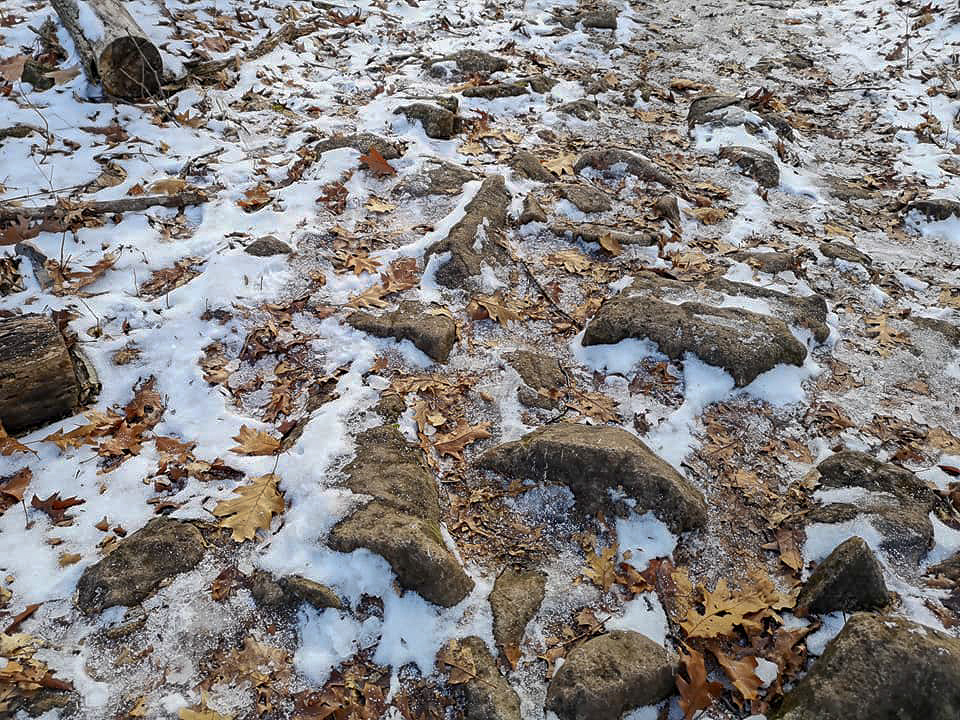 Icy hiking terrain - Photo by Melissa Ponte at Silvercreek Conservation area #silvercreekconservationarea #brucetrail #womenwhoexplore #womenwhoexploreontario #discoveron  #ontarioforyou  #girloutdoor #girlsthatwander  #hikingculture #gogalavanting  #girlswhohike