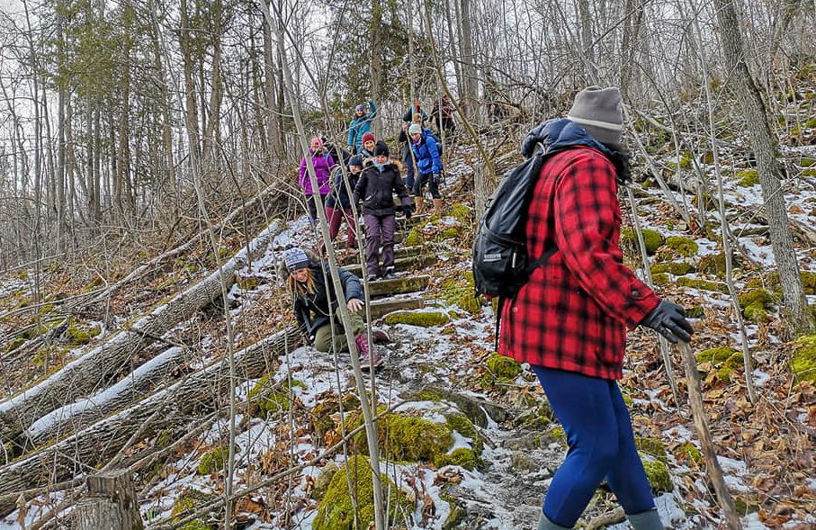 Icy hiking terrain, I fell - Photo by Melissa Ponte at Silvercreek Conservation area #silvercreekconservationarea #brucetrail #womenwhoexplore #womenwhoexploreontario #discoveron  #ontarioforyou  #girloutdoor #girlsthatwander  #hikingculture #gogalavanting  #girlswhohike