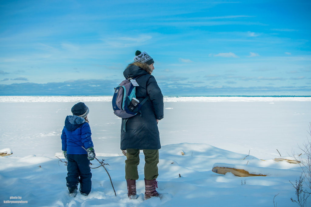 Little Man and I looking out at Lake Huron while winter camping at MacGregor Point Provincial Park in February #findyourselfhere #macgregorpointprovincialpark #macgregorpoint #macgregorpp #ontarioparks #yurtcamping #wintercamping #outdoors #adventureparenting #portelgin #brucepeninsula #lakehuron PHOTO BY BRIAN TAO, LUXOGRAPHY 2019