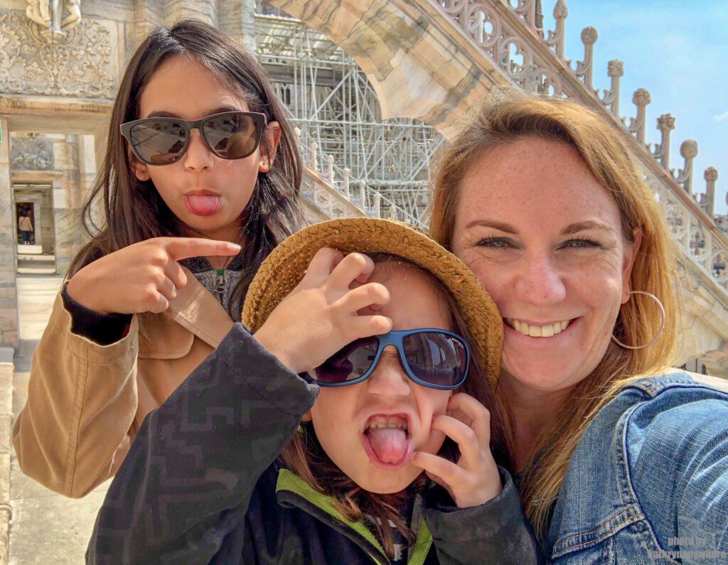 family selfie in front of the Duomo on our best of western europe itinerary