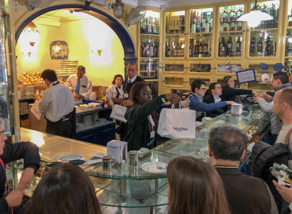 The inside madness of Pastéis de Belém in Lisbon, Portugal. This was an added stop in our Lisbon itinerary