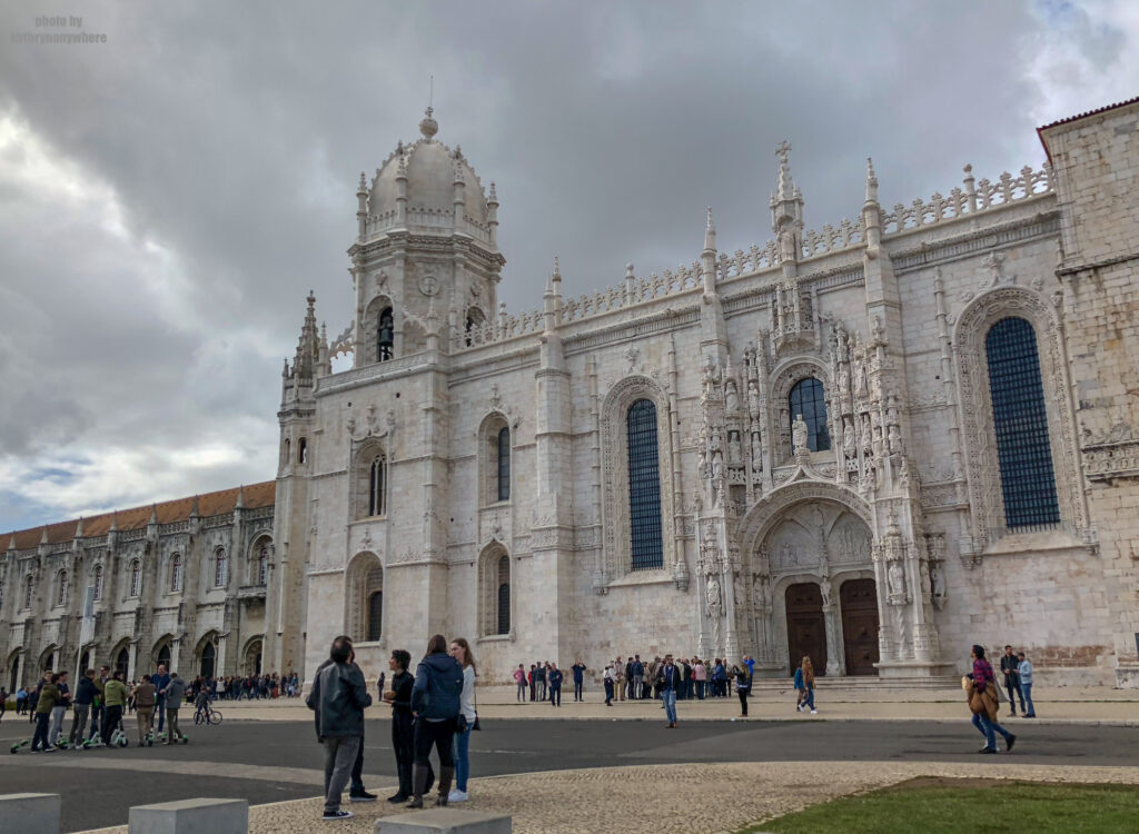 Outside the Cloisters of Jeronimos Monastery in Lisbon Portugal. We had no real intention of visiting here, but since it was a stop on our Belem tour, we did.