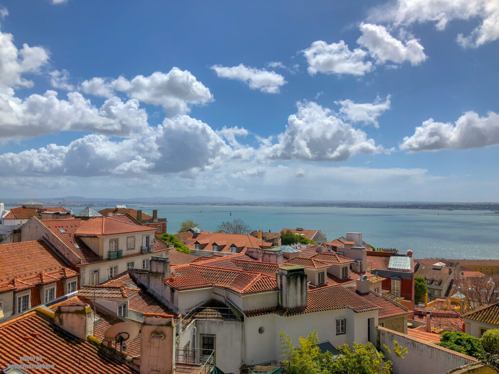 The Targus River as seen from the the castle in Lisbon, Portugal