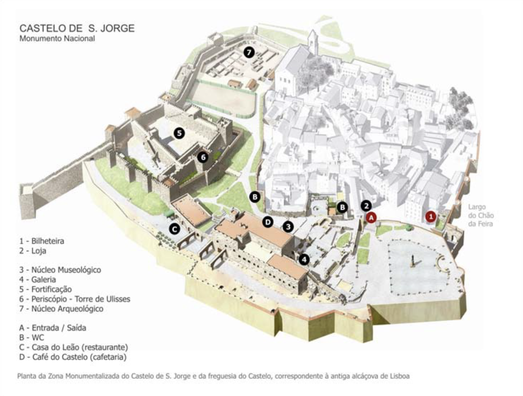 Map of Castelo Sao Jorge from http://castelodesaojorge.pt