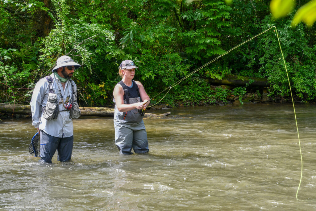 Andy, my fly fishing guide and me. Spruce Creek, PA Fly Fishing. Photo by Ed Stoddard / Visit Penn State / State College / Communications Director Central PA Convention & Visitors Bureau www.visitpennstate.org