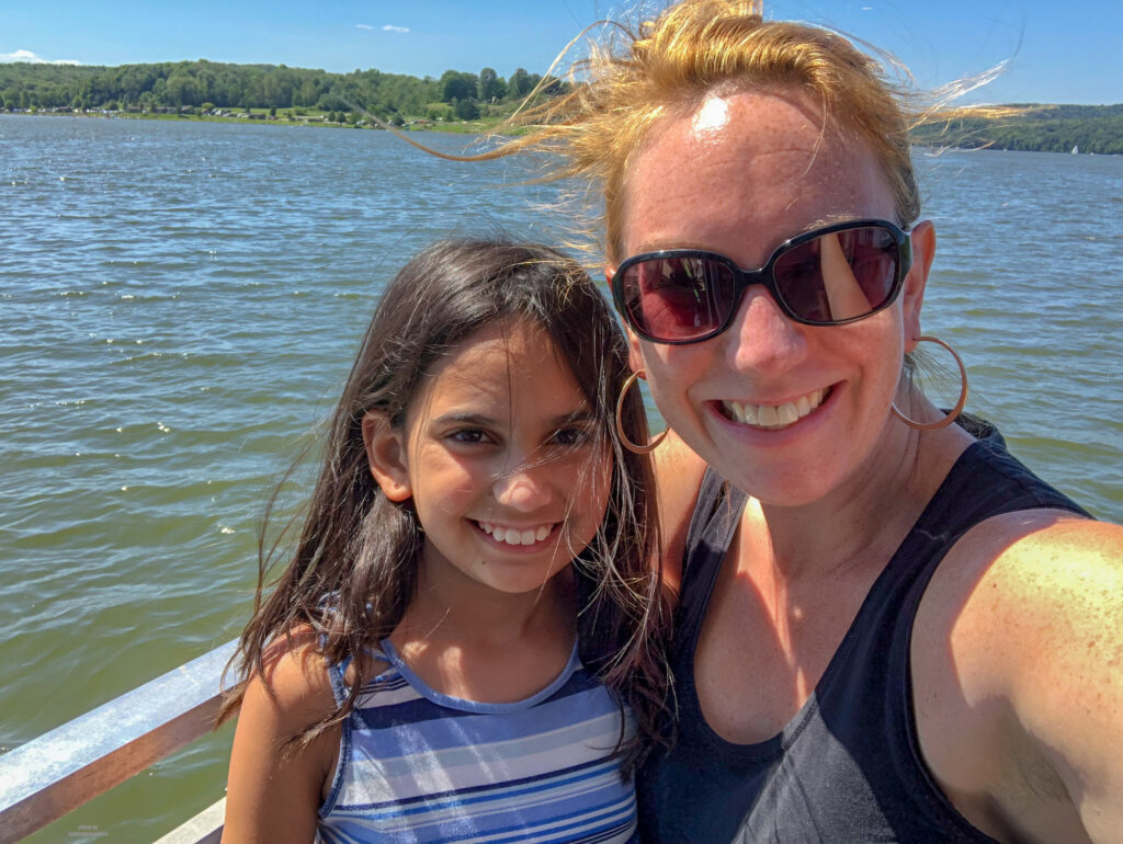 My daughter and I on Lake Arthur on a nature cruise