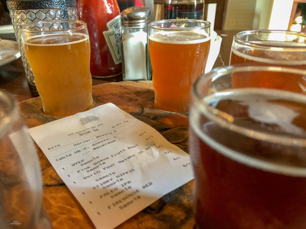 Flight of beer at North County brew pub in Slippery Rock, PA