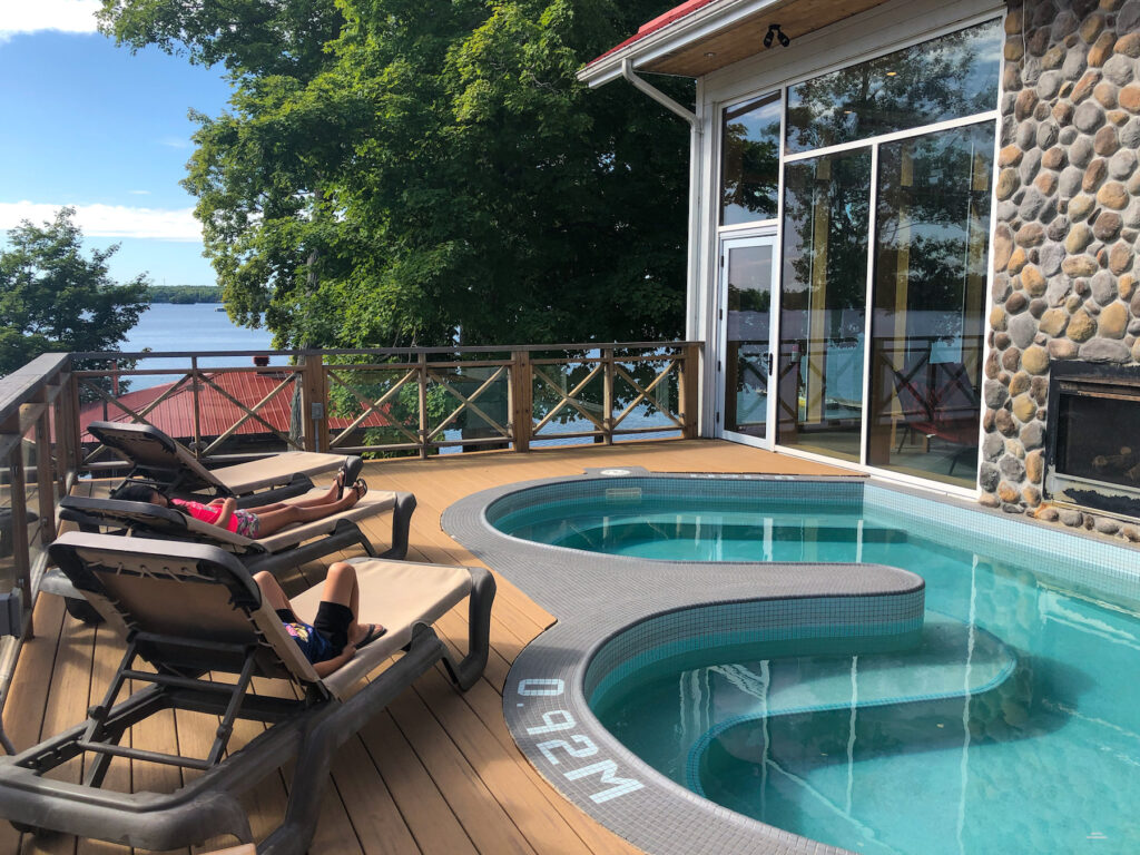 My kids relaxing on the sundeck at Viamede Resort