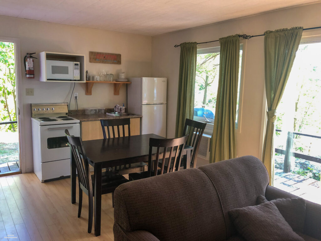 dining area and kitchen in the cottage