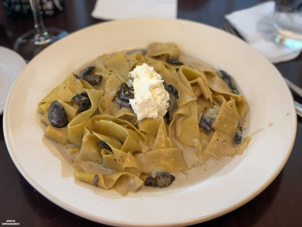 Amazingly tasty pasta dinner with goat cheese at Harrison's in State College, PA