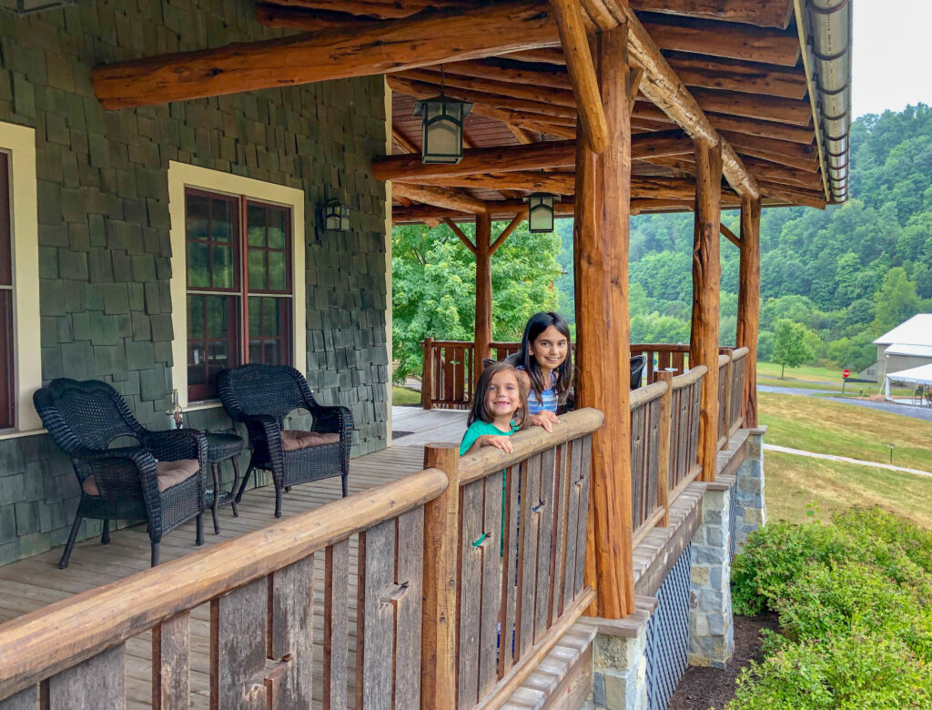 My kids on the front porch of our family cabin at Homewaters in Spruce Creek, PA. Homewaters is a private fly fishing club