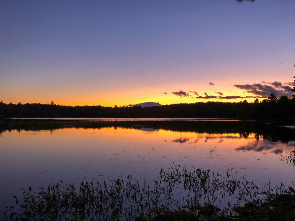 sunset on north rathbun lake in kawartha highlands provincial park