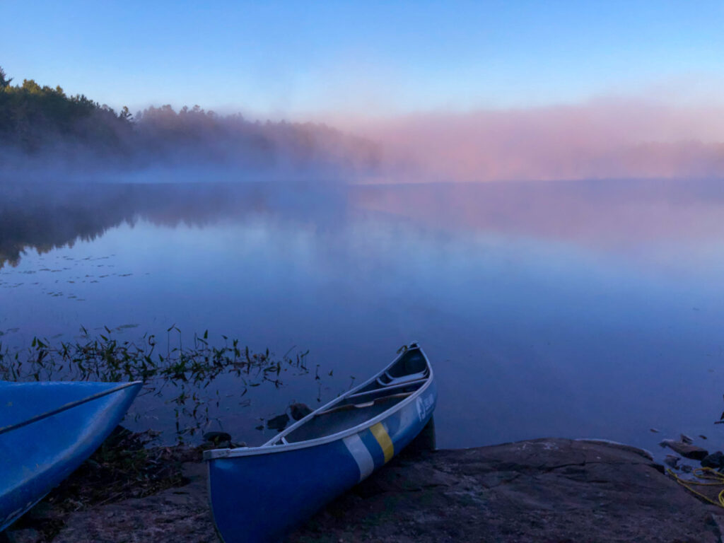Morning at camp on North Rathbun lake in Kawartha Highlands Provincial Park