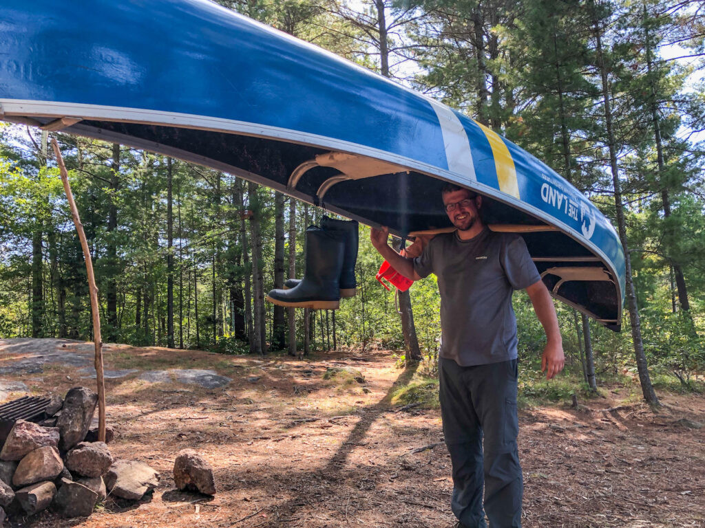 Kevin Wagar carried the canoe on our portage every time.