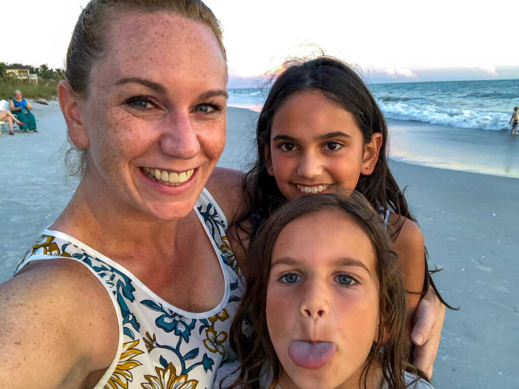 Enjoying the beach at Sanibel Island with my kids