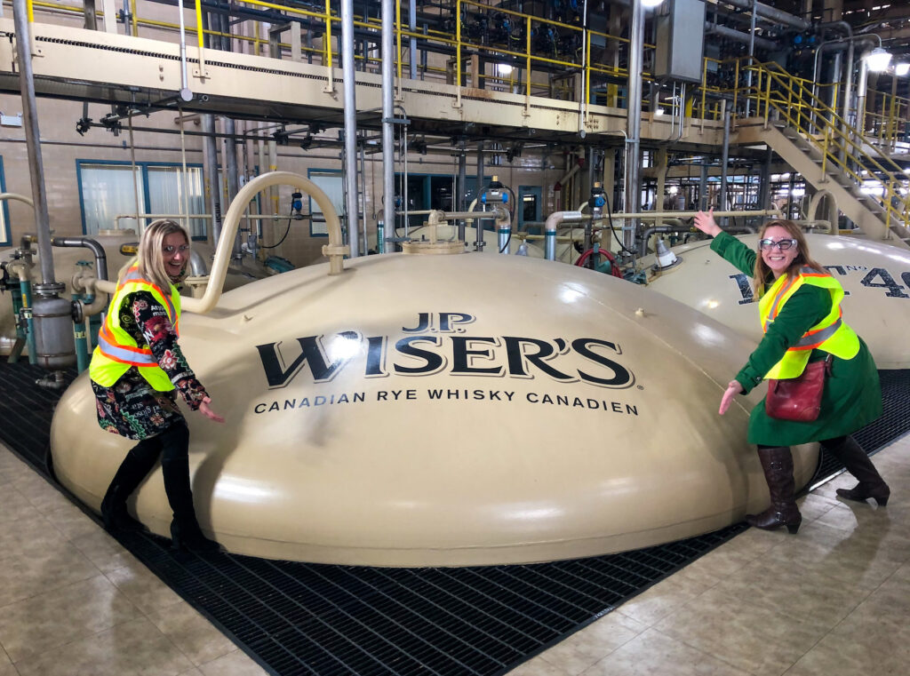 Kasia and I on the J.P. Wiser's Distillery experience tour. We are inside where 80% of the whiskey in Canada is made.