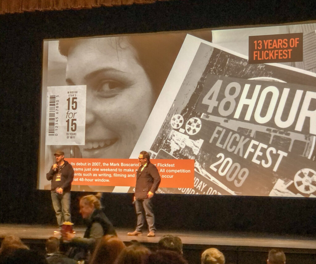 Windsor's Gavin Michael Booth, director of Last Call on stage answering questions after the screening of his film at the Windsor Film Festival on Saturday, November 2, 2019.