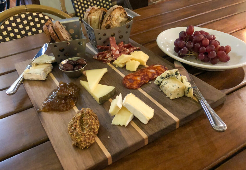 Charcuterie board at the boathouse terrace in Buffalo, New York on the Niagara Wine Trail.