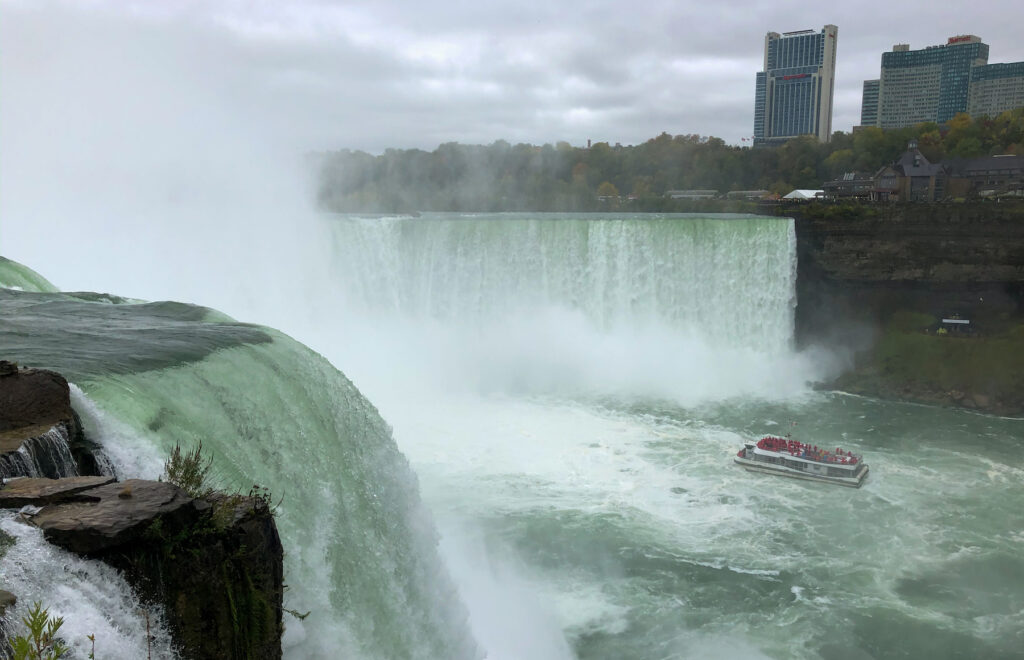 Niagara Falls, New York view of the Falls, Canada and Hornblower.