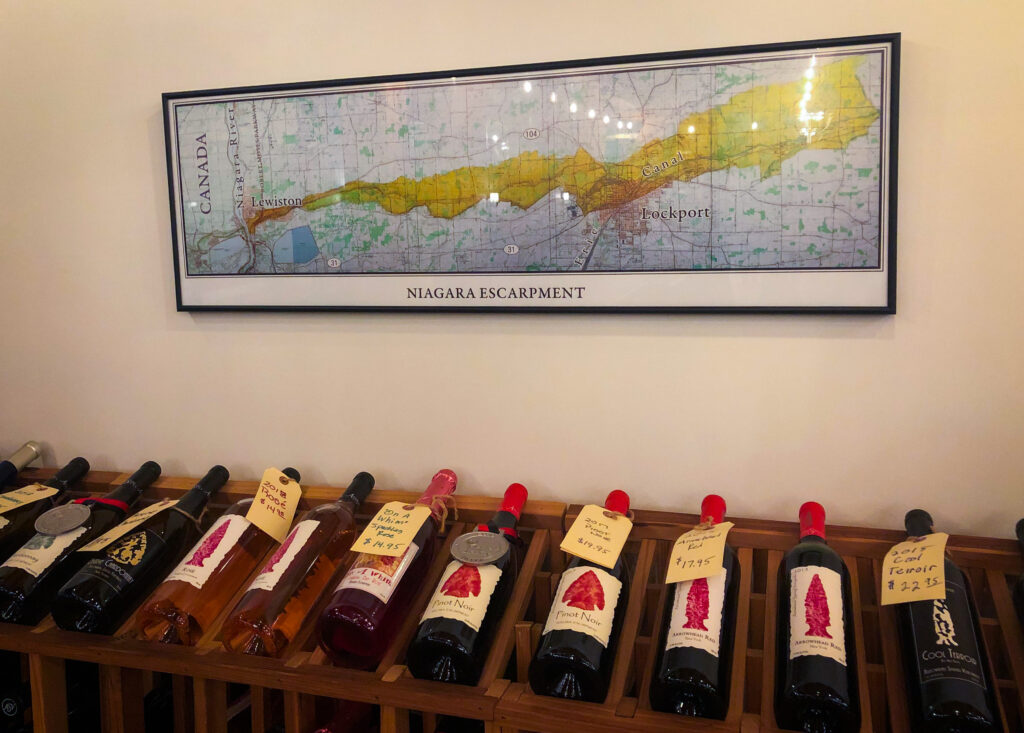 Map of the area mounted on the wall inside of Arrowhead Springs Winery.