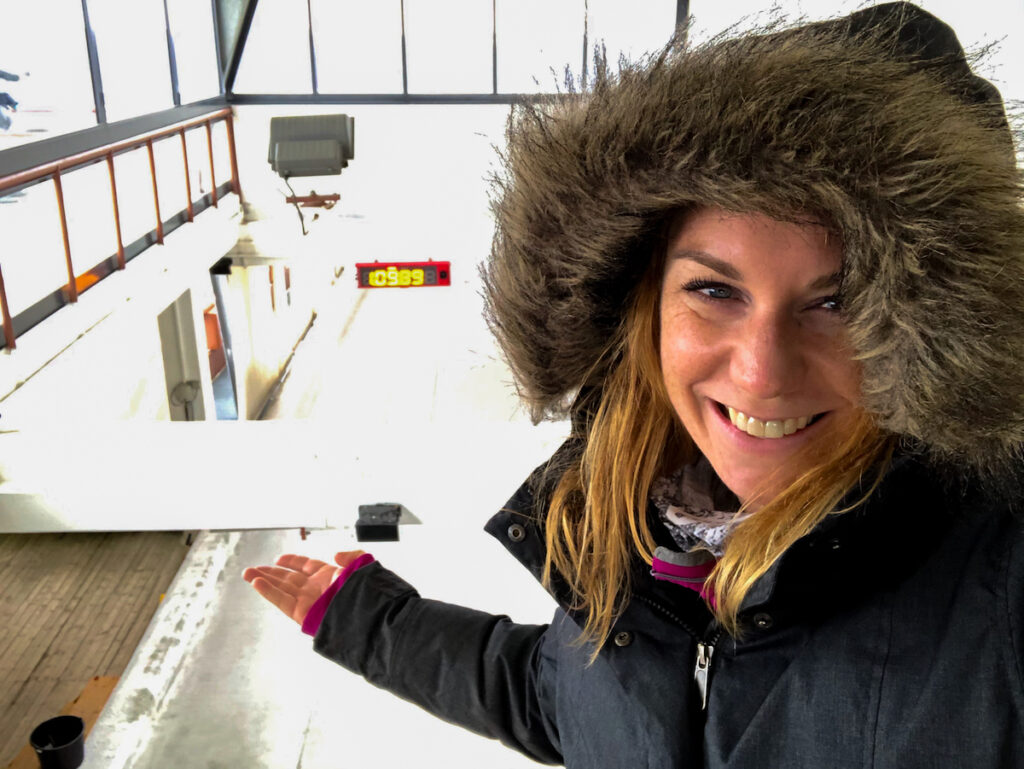selfie at the top of the bobsled and luge track