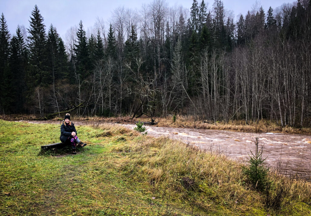 The end of the hike of the Amata trail, I found a log to sit on and pose