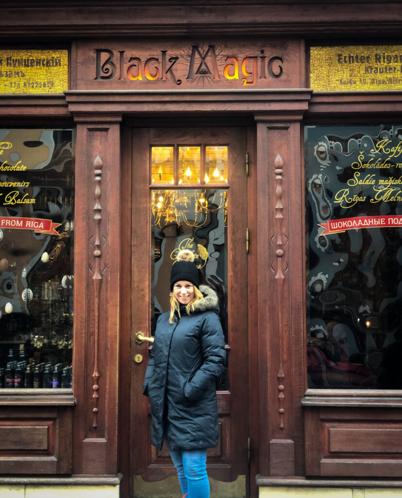 The Black Magic Bar in Riga is a cafe setting and confectionary, sells some pretty amazing chocolate and the Black balsam liquer, which is famous in Latvia. And it’s themed with... you guessed it, black magic. Pretty much everything you can buy as a magical and whimsical theme to it.