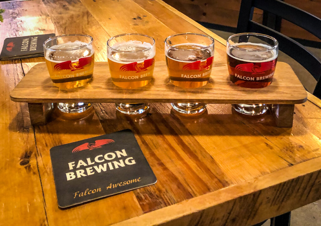 My flight of beer at Falcon Brewing in Ajax, Ontario as part of the breweries in Durham Region you need to know