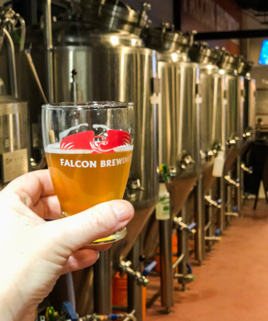 In the fermenting room of Falcon Brewery