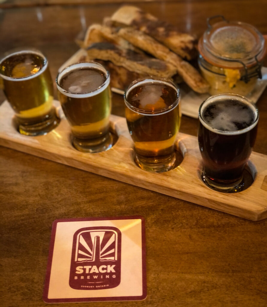Flight of beer at Stack Brewhouse in Sudbury