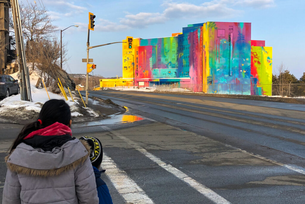 The old St Joseph's hospital site on Paris Street in Sudbury, is home of the largest mural in Canadian history - Sudbury Winter Activities, check out murals