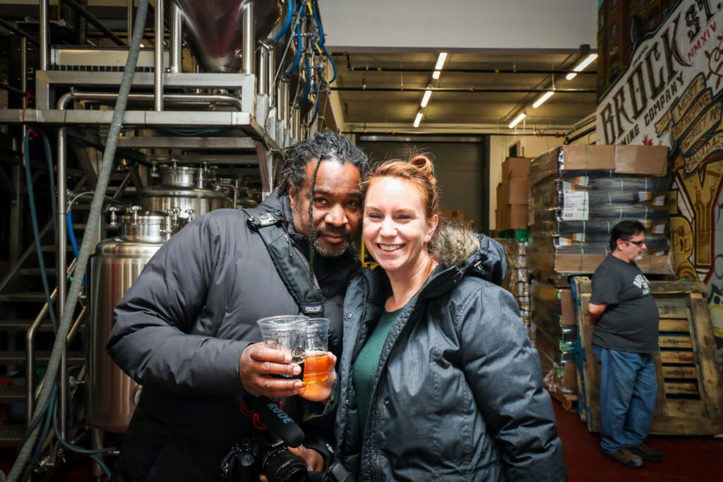 Proof that I had been drinking plenty of beer that night. In Brock Street Brewery with Christopher Rudder of Rudderless Travel
