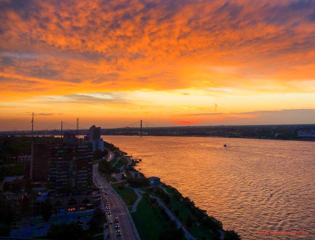 Windsor, Ontario sunset of the Ambassador Bridge