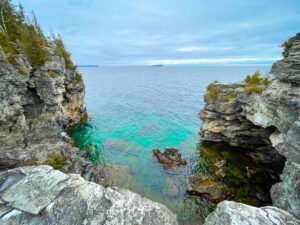 The Grotto from above in Bruce Peninsula National Park, Tobermory, Ontario