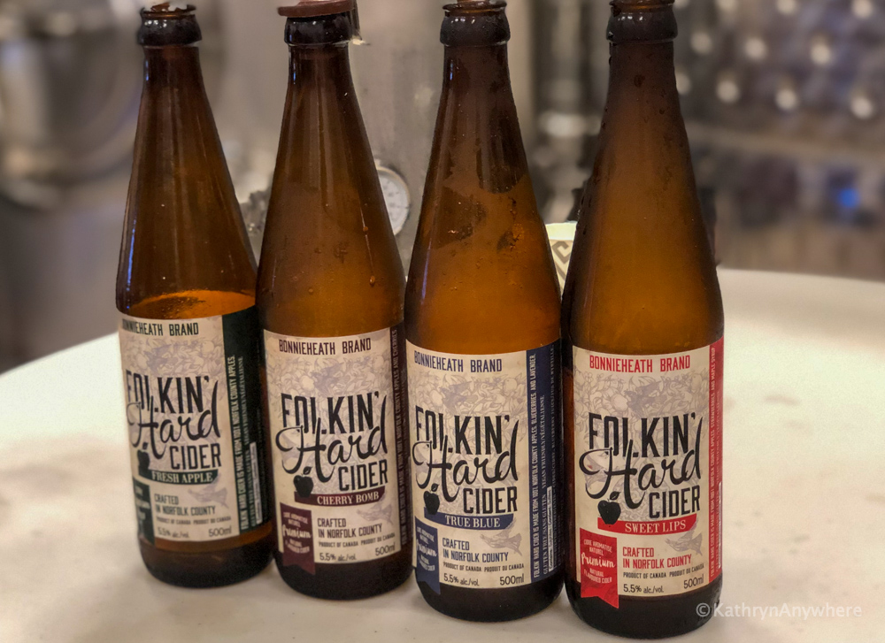 Bonnieheath Lavender and winery 3 - the ciders, We sampled their Fresh Apple, Cherry Bomb (cherry), True Blue (Blueberry and Lavender), and their Sweet Lips (strawberry and maple syrup) cider