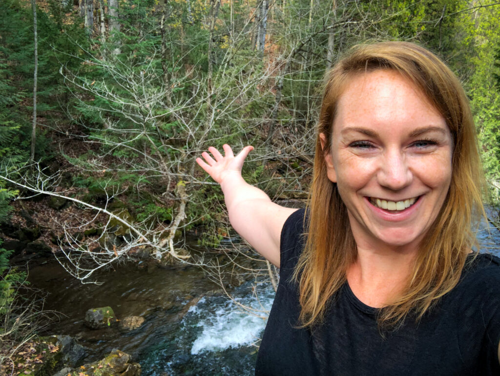 Hiking in the area of Hogg's Falls alongside the Boyne River, November 2020