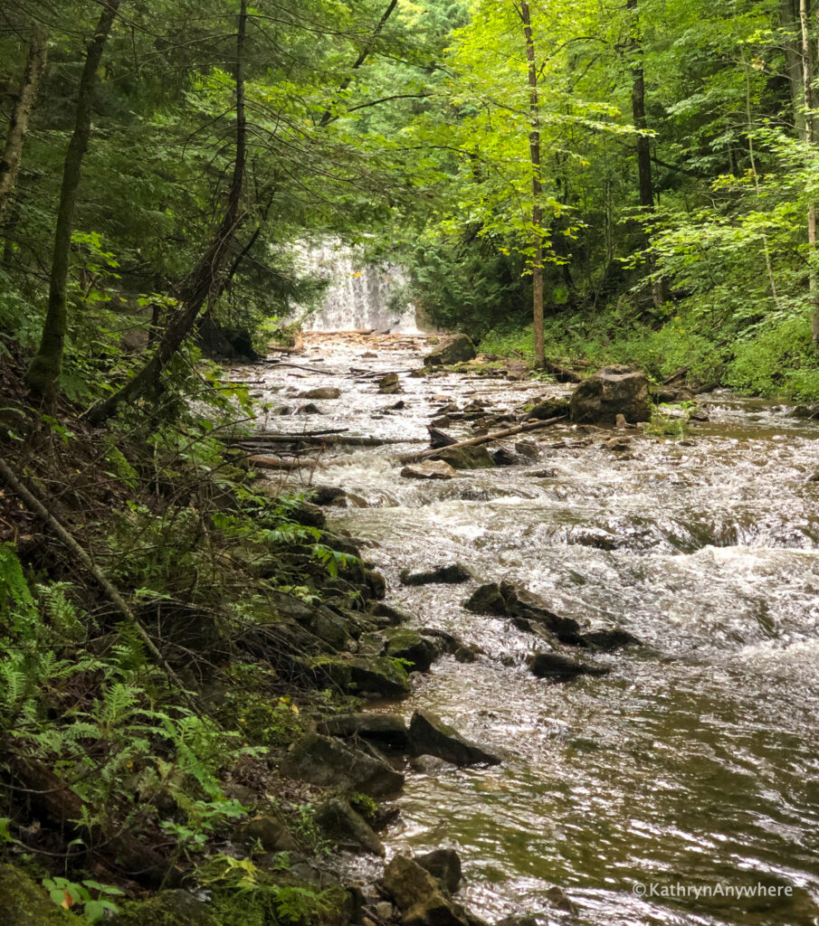 Approaching Hoggs Falls on the Boyne River, just outside of Flesherton, Ontario in Grey County