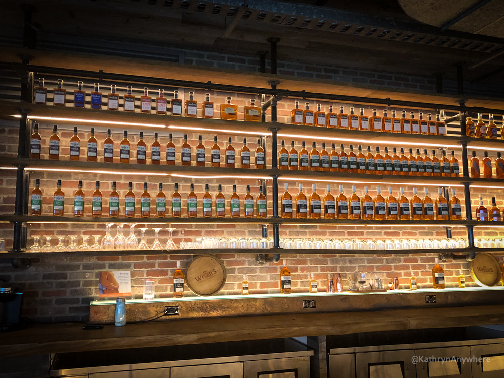 J.P. Wiser's Rye Whisky on shelf in the bar at the brand experience. Picture taken at the end of the Hiram Walker Whisky Tour