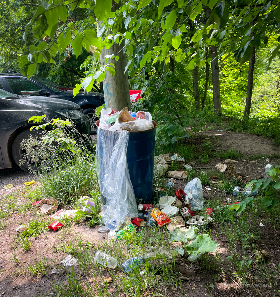 Garbage at trail head, pack it in, pack it out